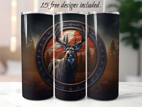 Deer and Flag Logo 20 oz Skinny Tumbler Sublimation Design