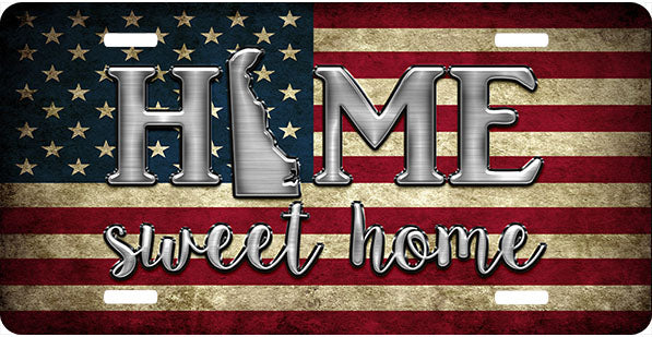 Delaware Tea Stained Flag Home Sweet Home License Plate