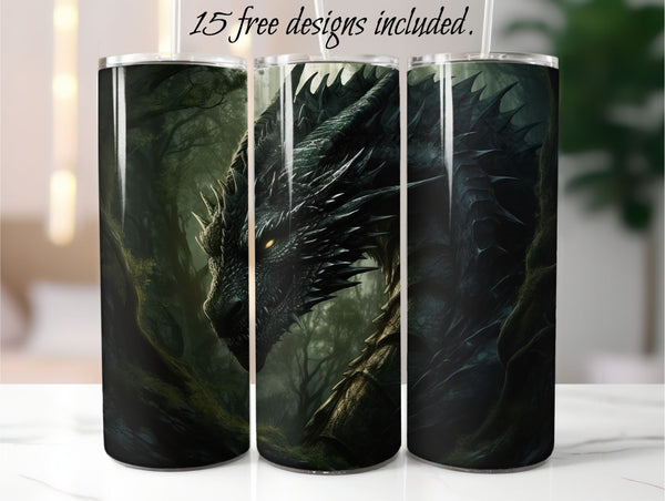 Dragon 20 oz Skinny Tumbler Sublimation Design