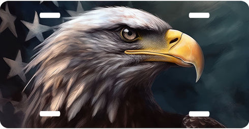 Eagle and Flag Profile License Plate