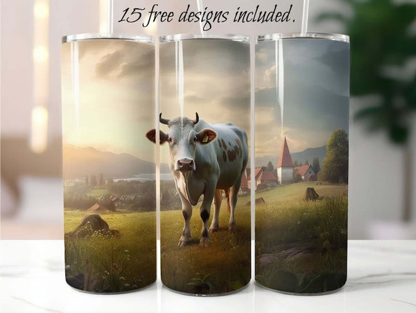 Farm Landscape 20 oz Skinny Tumbler Sublimation Design