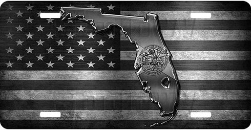 Florida Black Steel License Plate
