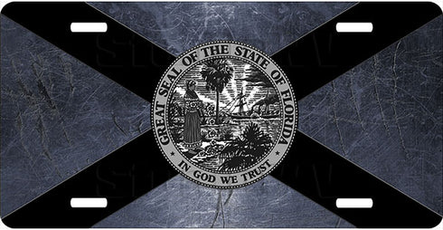 Florida Blue and Black Distressed Flag