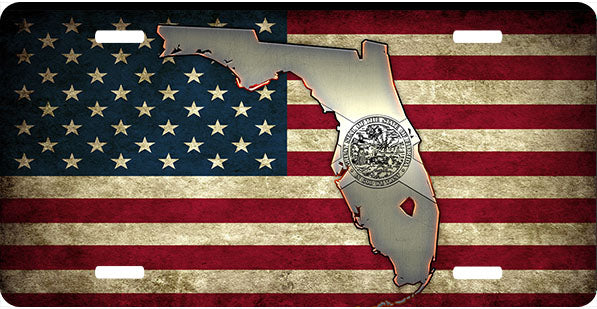 Florida Tea Stained Flag License Plate