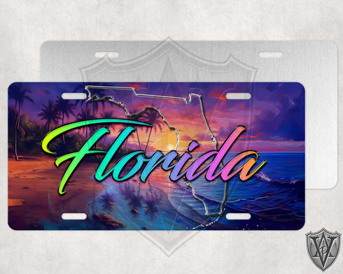 Florida Tropical Beach License Plate