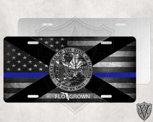 Florida Flo Grown Blue Line License Plate
