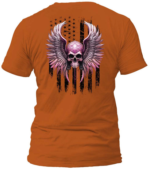 Freedom Flight Pink Skull T-Shirt (Black Flag)