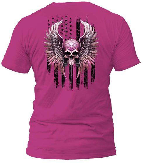 Freedom Flight Pink Skull T-Shirt (Black Flag)
