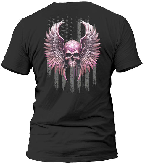 Freedom Flight Pink Skull T-Shirt (Black Flag)