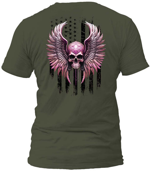 Freedom Flight Pink Skull T-Shirt (Black Flag)