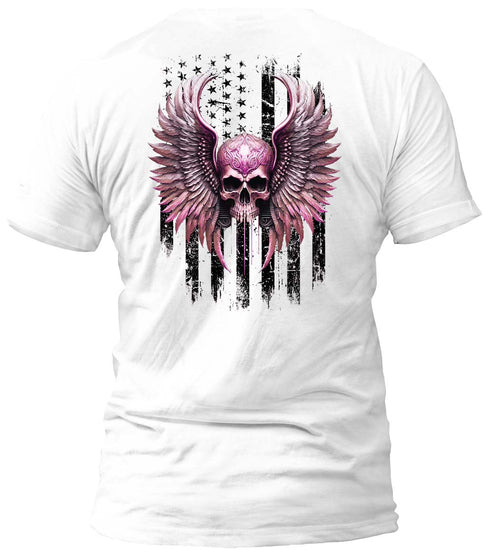 Freedom Flight Pink Skull T-Shirt (Black Flag)