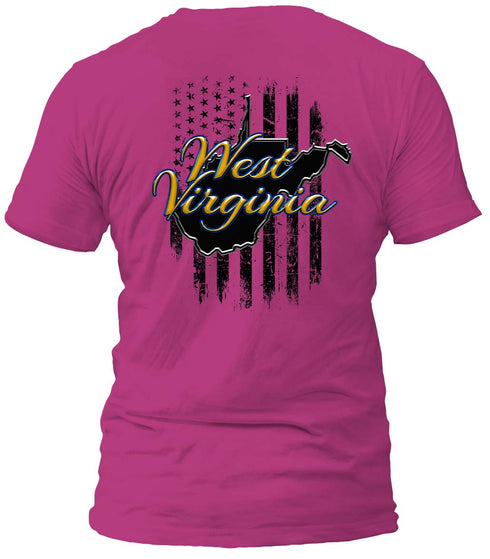 West Virginia Gold and Distressed Flag T-Shirt