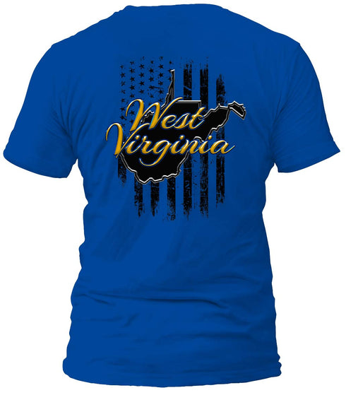 West Virginia Gold and Distressed Flag T-Shirt