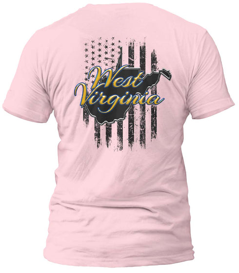 West Virginia Gold and Distressed Flag T-Shirt
