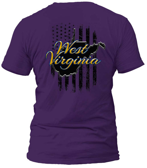 West Virginia Gold and Distressed Flag T-Shirt