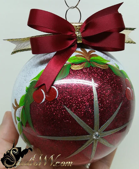 Hand Painted Ornaments Frosted Ruby North Star