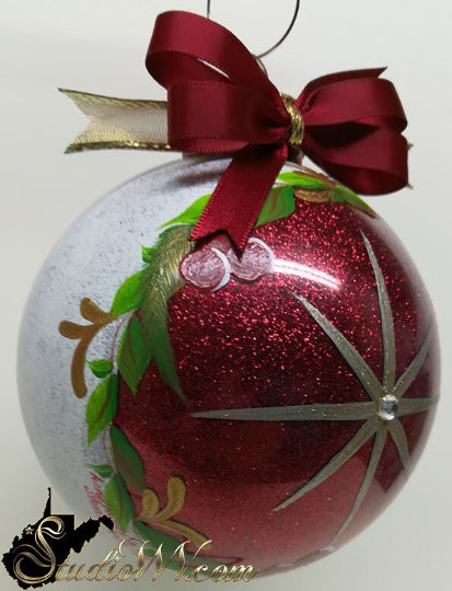 Hand Painted Ornaments Frosted Ruby North Star