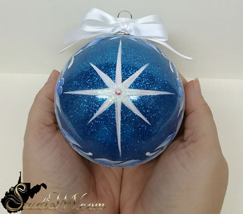 Hand Painted Ornaments Frosted Sapphire North Star