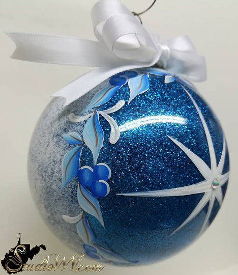 Hand Painted Ornaments Frosted Sapphire North Star