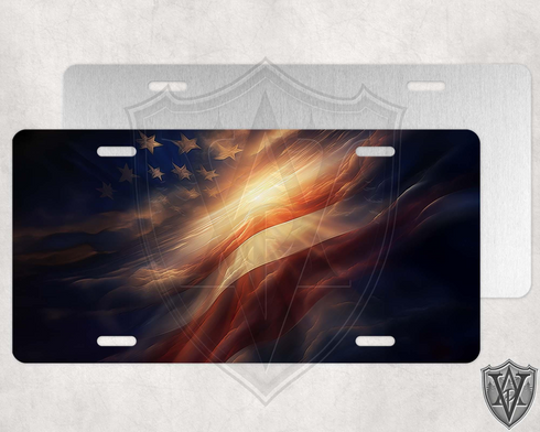 Heavenly American Flag License Plate