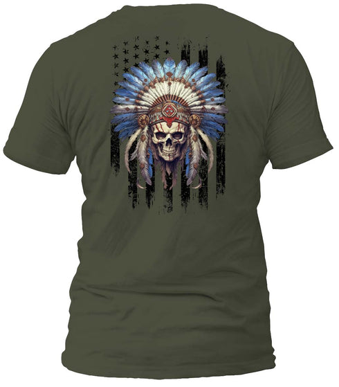 Indian Chief Skull Flag T-Shirt