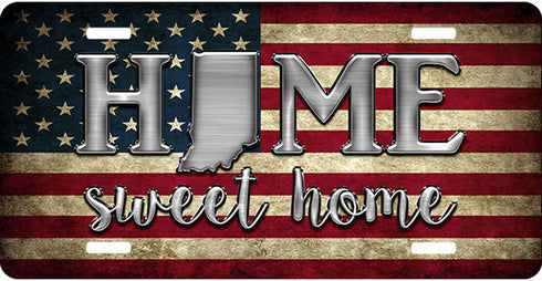 Indiana Tea Stained License Plate Home Sweet Home