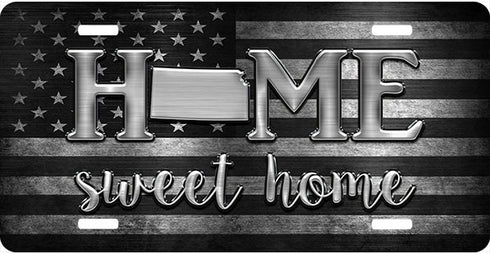 Kansas Black and Gray Flag Home Sweet Home License Plate