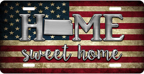 Kansas Tea Stained Flag Home Sweet Home License Plate