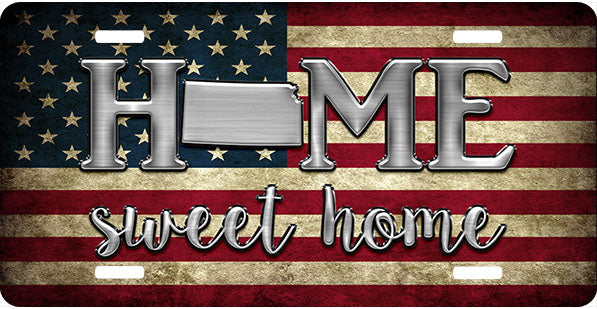 Kansas Tea Stained Flag Home Sweet Home License Plate