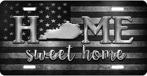 Kentucky Black and Gray Flag Home Sweet Home License Plate