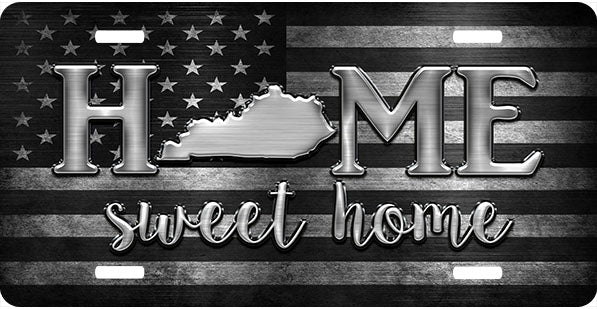 Kentucky Black and Gray Flag Home Sweet Home License Plate