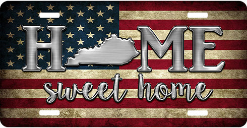 Kentucky Tea Stained Flag Home Sweet Home License Plate