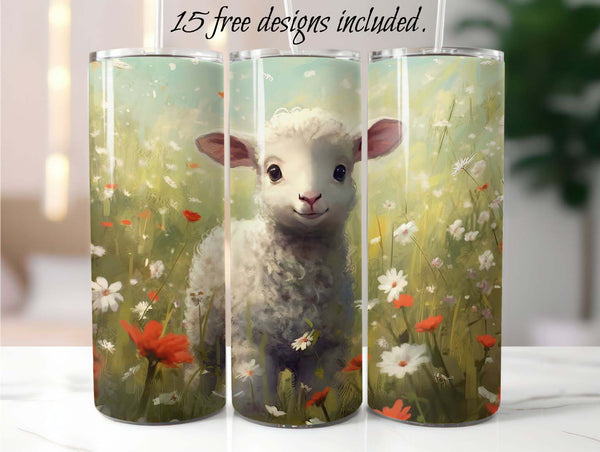 Lamb 20 oz Skinny Tumbler Sublimation Design
