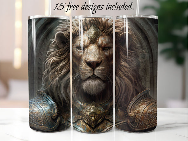 Lion 20 oz Skinny Tumbler Sublimation Design