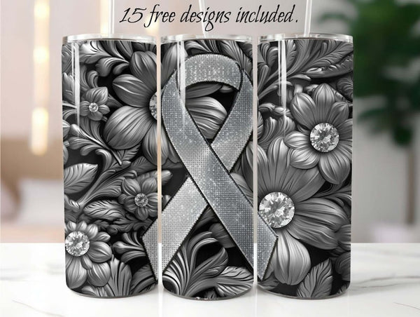 Lung Cancer Awareness 20 oz Skinny Tumbler Sublimation Design