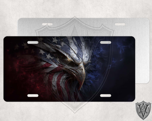 American Flag Metal Eagle License Plate