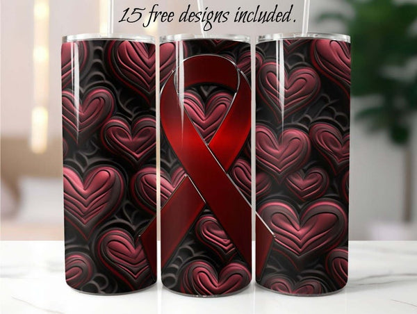 National Heart Awareness 20 oz Skinny Tumbler Sublimation Design