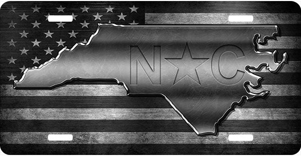 North Carolina Black Steel License Plate