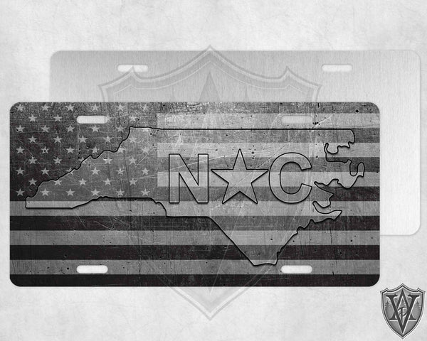 North Carolina Metal Flag License Plate