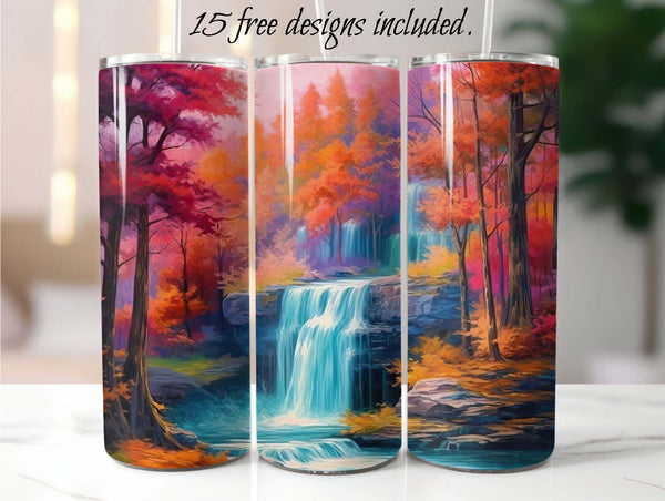 Oil Waterfall 20 oz Skinny Tumbler Sublimation Design