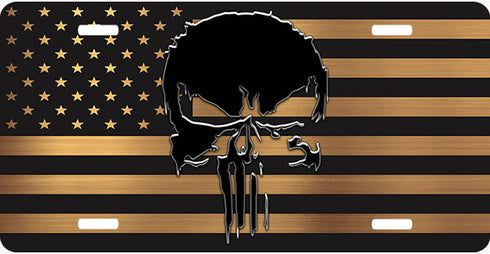 Punisher Bronze Flag License Plate