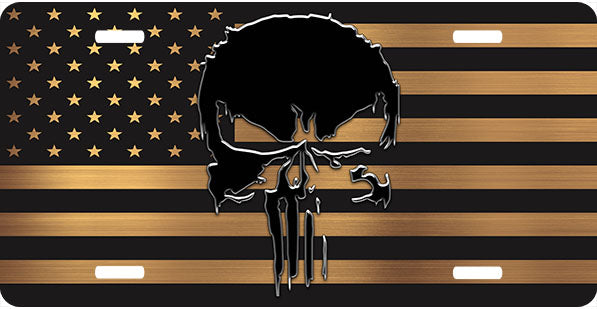 Punisher Bronze Flag License Plate