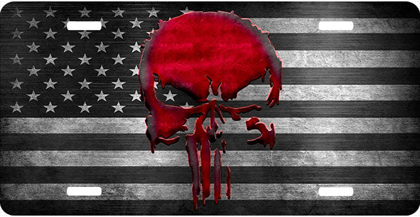 Punisher Burning Red License Plate