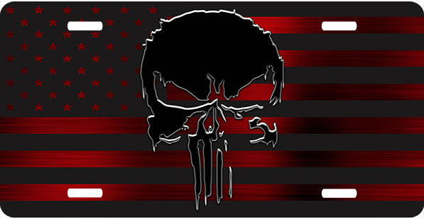 Punisher Red Flag License Plate