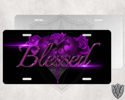Blessed Purple Bleeding Rose License Plate