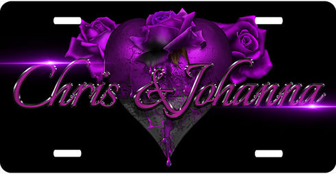 Purple Bleeding Rose Your Text License Plate