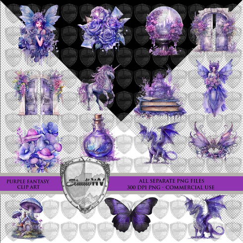 Purple Watercolor Fantasy Clip Art Download