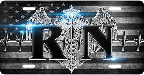 RN Black and Gray Flag License Plate
