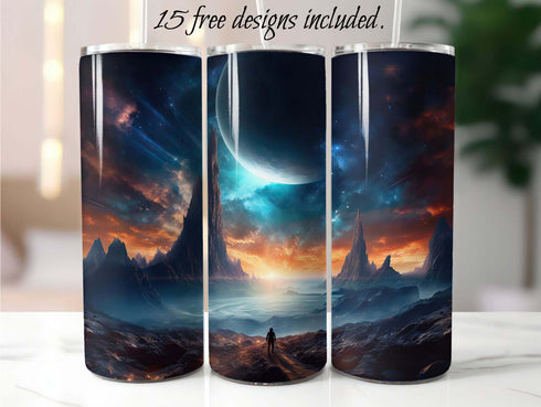 Sci Fi Trail 20 oz Skinny Tumbler Sublimation Design