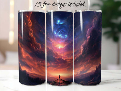 Sci Fi Traveler 20 oz Skinny Tumbler Sublimation Design